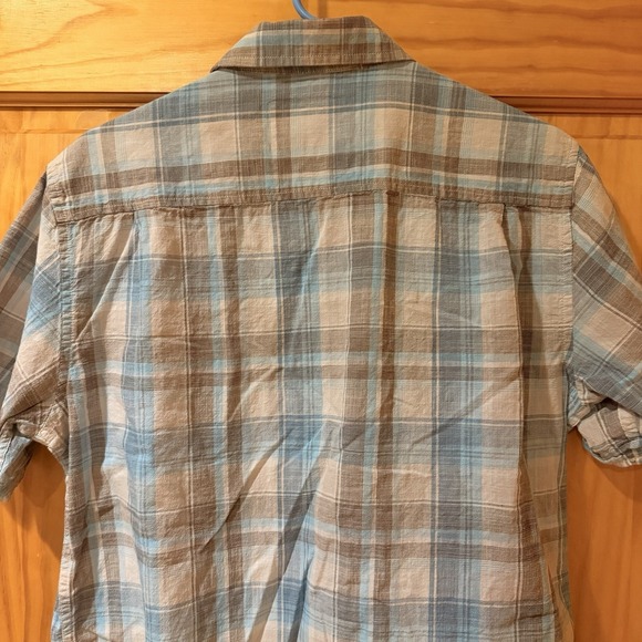 American Threads Button Up Shirt Men's Medium Multicolor BluePlaid Button Collar - Picture 4 of 5